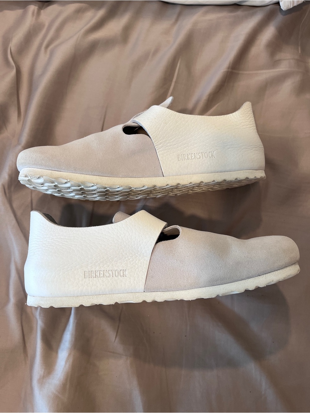 Birkenstock London W9.5 or M7.5 wide- Grey Suede and White Leather Vintage - Picture 3 of 9